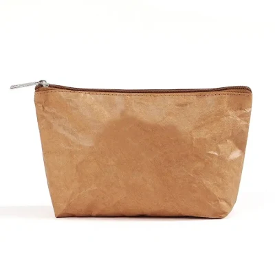 Washable Tyvek Kraft Makeup Paper Bag with Zipper, China Tyvek Lightweight Makeup Bag Cosmetic Travel Bag