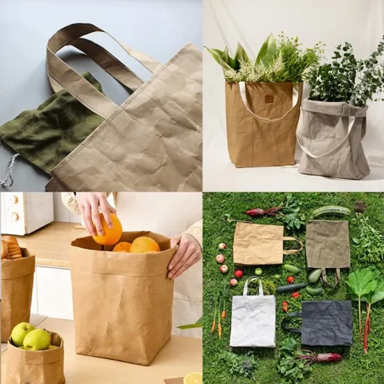 High Quality New Fashion Washable Tyvek Custom Logo Printed Waterproof Portable Brown DuPont Tyvek Kraft Paper Tote Bag