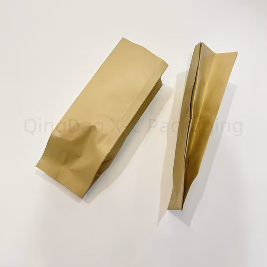 Coffee Pouch Food Grade Bag Mylar Bags Flat Bottom Pouch with Valve and Tin Ties